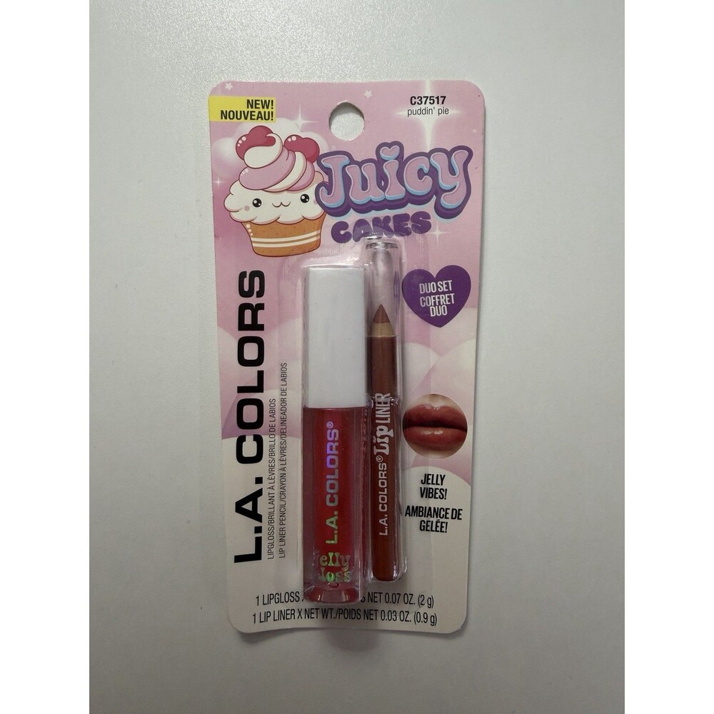 L.A. Colors Juicy Cakes Lip Gloss Liner Duo Puddin Pie Pink Brown NEW
